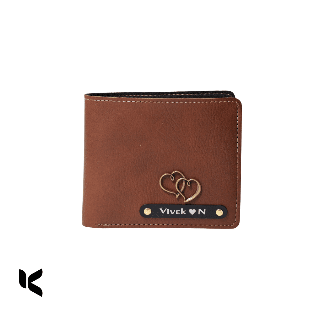 Personalized Men's Wallet with Name & Charm