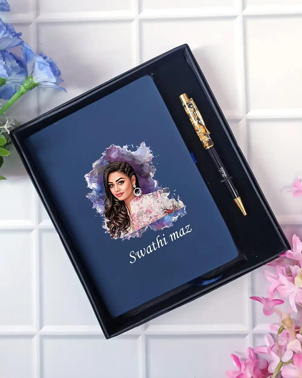 Custom Photo Print Diary with Pen – Personalized Gift Set