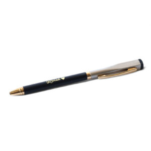 diamond personalised metal roller ball pen – name engraved, black & gold