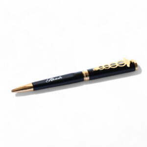 doctor personalised metal roller ball pen – name engraved, black & gold