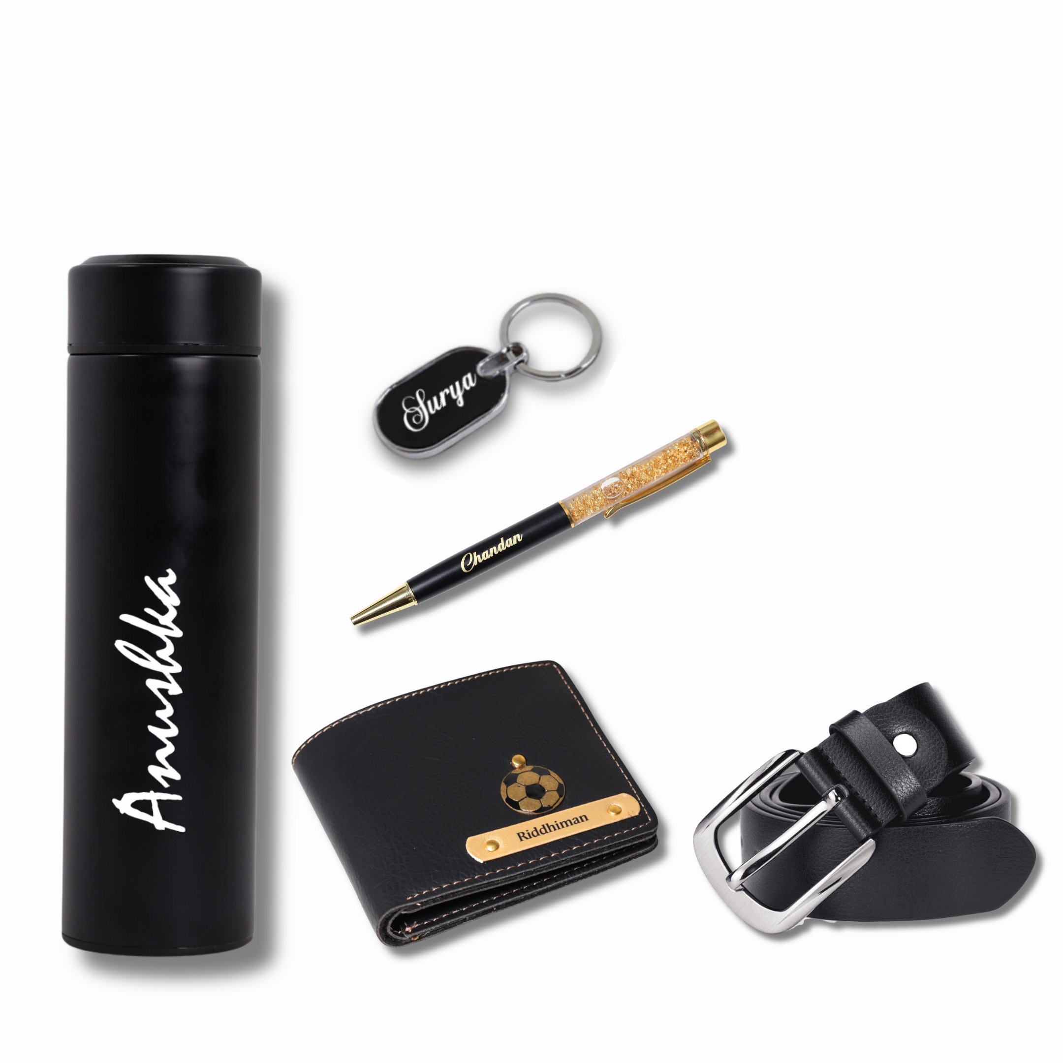 Premium Personalized Men's Gift Hamper – Wallet, Pen, Keychain, Bottle & Belt - Image 3