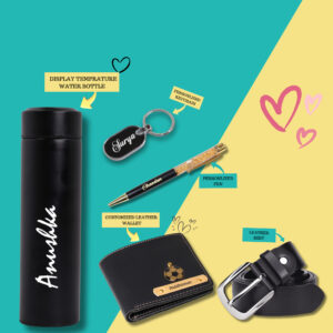 Premium Personalized Men's Gift Hamper – Wallet, Pen, Keychain, Bottle & Belt