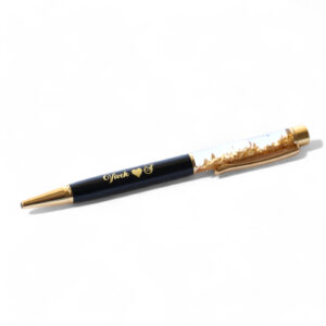 gold flake personalised metal roller ball pen – name engraved, black & gold