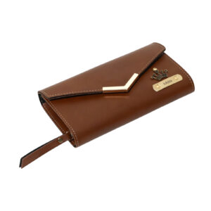 Women's Personalised 3-Fold Leather Clutch Wallet – Custom Name & Charm