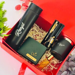 Personalized 6-Piece Gift Hamper – Wallet, Steel Mug, & Bella Vita Luxury Set
