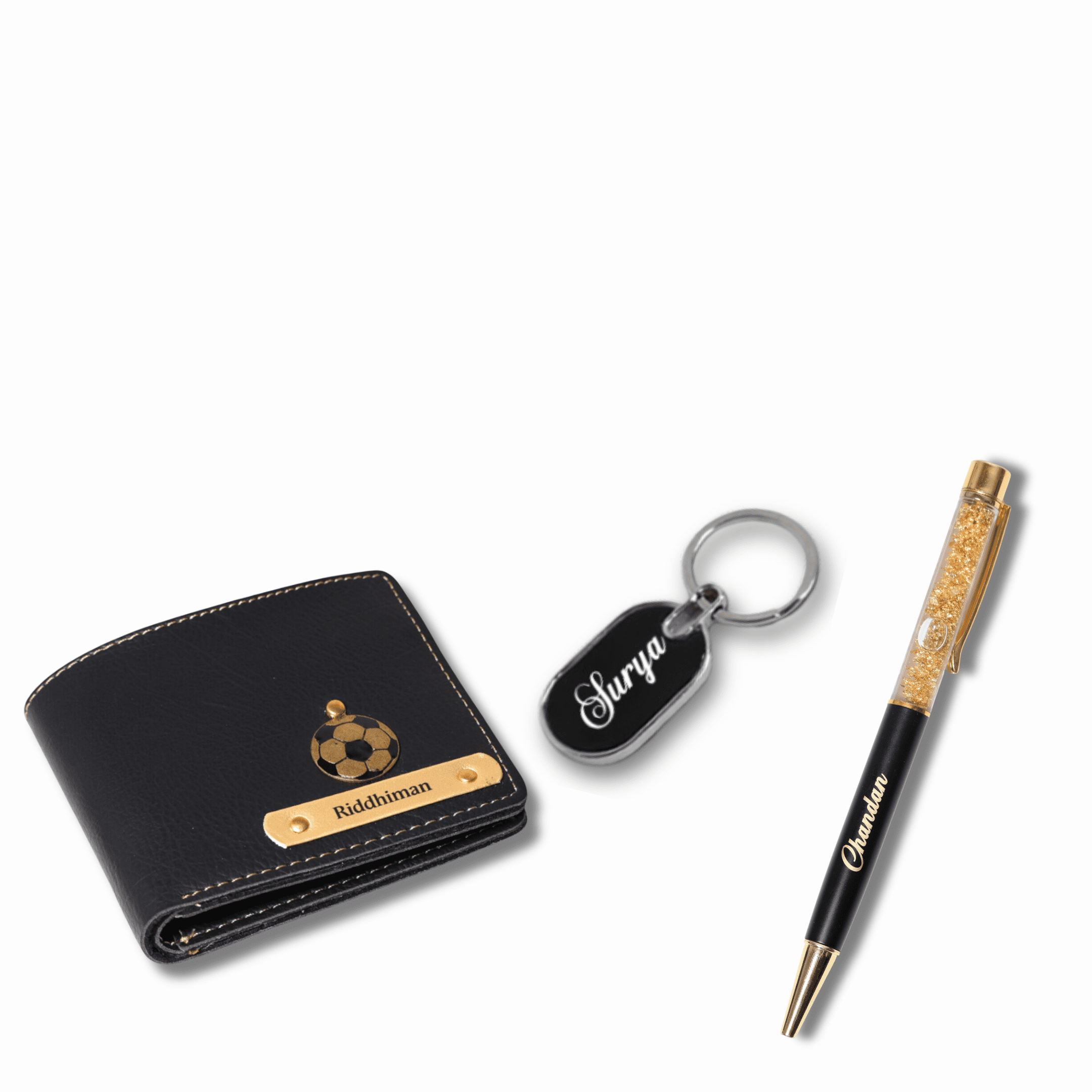 Personalized Men's Gift Set – Leather Wallet, Pen & Keychain