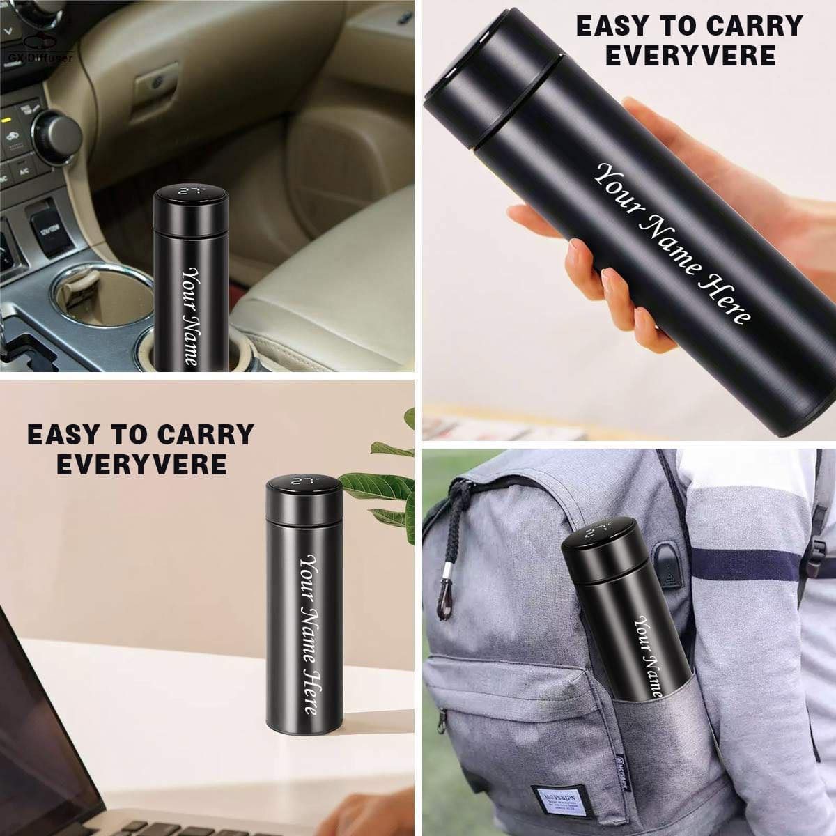 Korean Heart Personalised Smart Temperature Display Vacuum Flask — Custom Name Engraved Insulated Water Bottle - Image 5