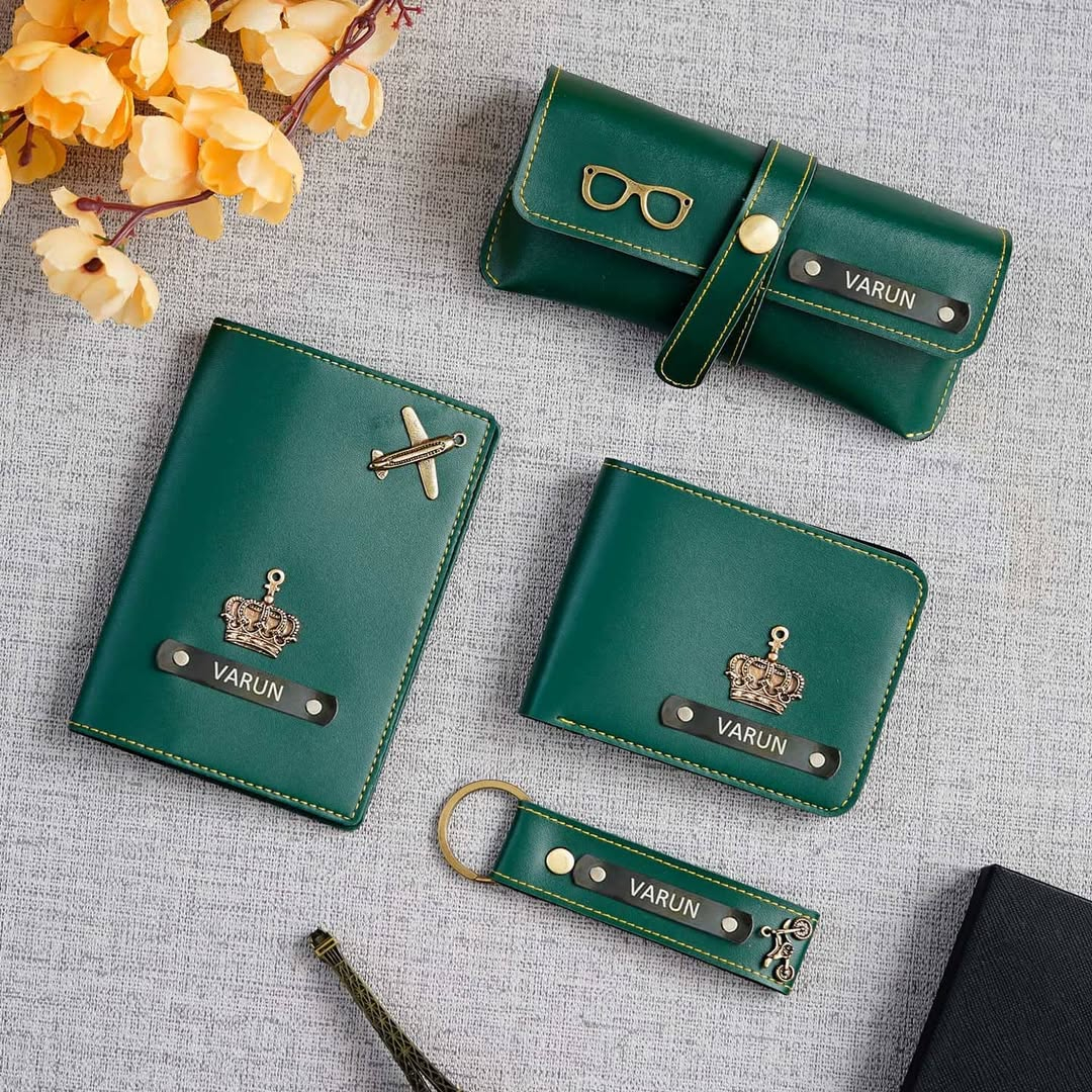 Men's Engraved Leather Accessory Set – Wallet, Keychain, Passport Cover & Eyewear Case - Image 8