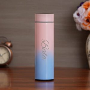 Personalised Multicolour Smart Temperature Display Vacuum Flask — Custom Name Engraved Insulated Water Bottle