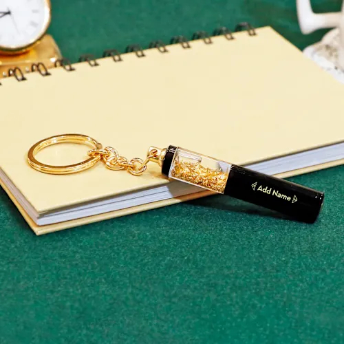 personalised gold pen & gold keychain gift set – name engraved, premium box