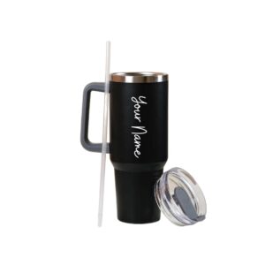 Personalized Stainless Steel Vacuum Insulated Travel Tumbler Cup - 1200ml with Custom Name, Handle, Straw Lid & Logo | Hot & Cold Beverages