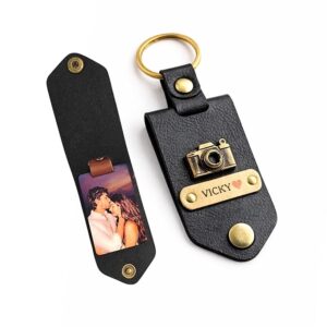 Personalized Leather Keychain with Custom Name, Photo & Charm — Unisex Modern Style | Anniversary, Birthday & Gifting Keychain
