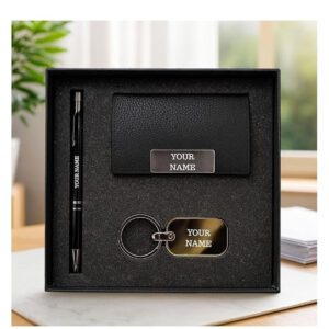 Personalised Cardholder, Pen & Keychain Corporate Gift Set (3-in-1)