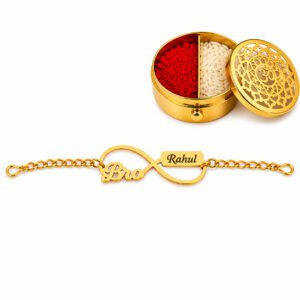 Personalized Brass Evil Eye Name Rakhi for Brother